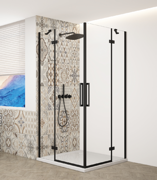 GELCO - TRINITY BLACK štvorcový kút 900x900 rohový vstup, číre sklo, GT2290-90C-B GT2290-90C-B