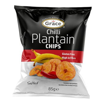 Grace Bezlepkové chipsy zo zelených banánov plantain chilli 85 g