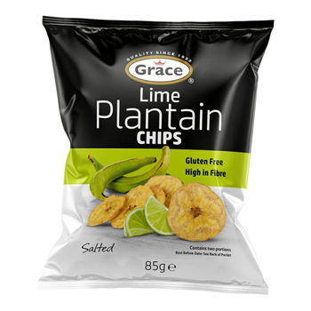 Grace Bezlepkové chipsy zo zelených banánov plantain s limetkou 85 g