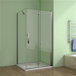 H K - Obdĺžnikový sprchovací kút MELODY B8 110x76 cm so zalamovacími dverami vrátane sprchovej vaničky z liateho mramoru SE-MELODYB811076/THOR-11076