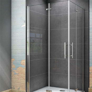 H K - Obdĺžnikový sprchovací kút SOLO R761, 76x100 cm so zalamovacími dverami, rohový vstup vrátane sprchovej vaničky z liateho mramoru SE-SOLOR761/THOR-10076
