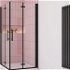 H K - Sprchovací kút MELODY BLACK R1180, 110x80 cm so zalamovacími dverami vrátane sprchovej vaničky z liateho mramoru SE-MELODYBLACKR1180/THOR-11080