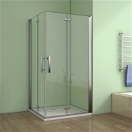 H K - Štvorcový sprchovací kút MELODY R909, 90x90 cm sa zalamovacím dverami vrátane sprchovej vaničky z liateho mramoru SE-MELODYR909 / SE-ROCKY-90 SQ