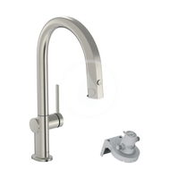 HANSGROHE HANSGROHE - Aqittura M91 Drezová batéria s výsuvnou koncovkou a filtračnou hlavicou, sBox, vzhľad nerezu 76826800