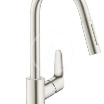 HANSGROHE HANSGROHE - Focus M41 Páková drezová batéria 240, s vyťahovacou spŕškou, vzhľad nerezový 31815800