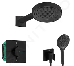 HANSGROHE HANSGROHE - Sprchový set s termostatem pod omítku, s tělesem, průměr 25 cm, 3 proudy, matná černá SANI21HHH407