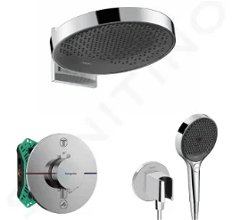 HANSGROHE HANSGROHE - Sprchový set s termostatem pod omítku, s tělesem, průměr 36 cm, 3 proudy, chrom SANI21HHH010