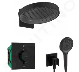 HANSGROHE HANSGROHE - Sprchový set s termostatem pod omítku, s tělesem, průměr 36 cm, 3 proudy, matná černá SANI21HHH411