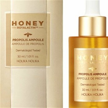 Holika Holika Rozjasňujúce sérum pre suchú a citlivú pleť v ampulke Honey Royal Lactin™ (Propolis Ampoule) 30 ml