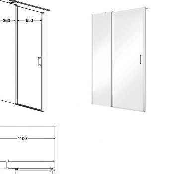 HOPA - Bezrámové sprchové dvere EXO-C - Farba rámu zásteny - Hliník chróm, Pevná stena - 100, Rozmer A - 110, Rozmer C - 190, Smer zatváranie - Univerzálny Ľavé / Pravé, Výplň - Číre bezpečnostné sklo - 6 mm BCEXOC110CC + BCEXOCH100CC