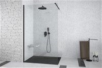 HOPA - Walk-in sprchovací kút AVEO BLACK - Farba rámu zásteny - Hliník čierny, Pevná stena - Bez pevnej steny, Rozmer A - 110, Rozmer C - 195, Výplň - Číre bezpečnostné sklo - 8 mm BCAVEO110BL
