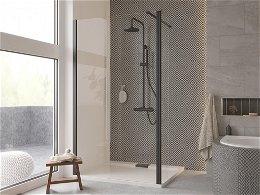 HOPA - Walk-in sprchovací kút ECO-N BLACK - FARBA rámu - Čierna, Pevná stena - Bez pevnej steny, Rozmer A - 100, Rozmer C - 195, Výplň - Číre bezpečnostné sklo - 6 mm BCEXON100BC