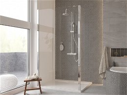 HOPA - Walk-in sprchovací kút ECO-N - FARBA rámu - Chróm / Leštený hliník (ALU), Pevná stena - Bez pevnej steny, Rozmer A - 100, Rozmer C - 195, Výplň - Číre bezpečnostné sklo - 6 mm BCEXON100CC
