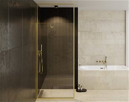 HOPA - Walk-in sprchovací kút ICON GOLD - FARBA rámu - Zlatá, Rozmer A - 100 cm, Rozmer C - 200 cm, Výplň - Číre bezpečnostné sklo - 8 mm BCICON10GC