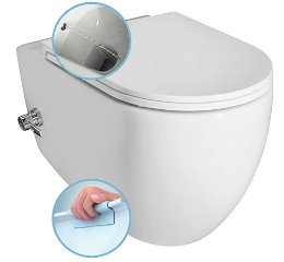 ISVEA - INFINITY CLEANWASH závesná WC misa Rimless, integrovaná batéria a bidetová spŕška 36,5x53cm, biela 10NFS1005I
