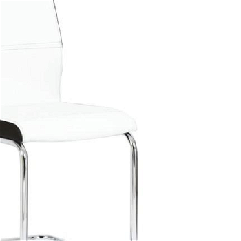 Jedálenská stolička, ekokoža biela, čierna/chróm, NEANA