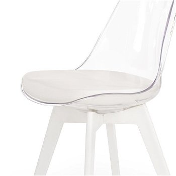 Jedálenská stolička K245 - biela / priehľadná
