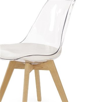 Jedálenská stolička K246 - biela / priehľadná / buk