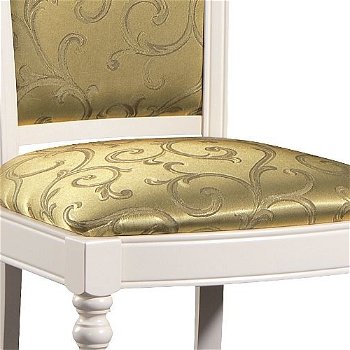 Jedálenská stolička Krzeslo M - biela / zlato-zelený vzor (A4 0304)