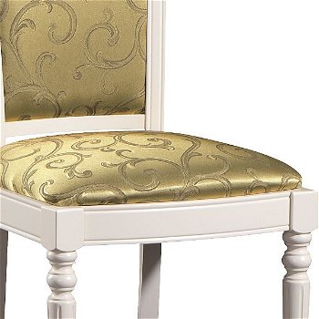 Jedálenská stolička Krzeslo M - biela / zlato-zelený vzor (A4 0304)