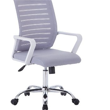 Kancelárska stolička s podrúčkami Cage - sivá / biela / chróm