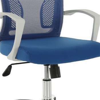 Kancelárske kreslo s podrúčkami Izolda - modrá / biela / chróm