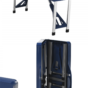 Kempingový skladací kufríkový set, 4-miestny, modrý, HORT