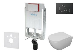 Kielle - Genesis Set predstenovej inštalácie, WC so sedátkom softclose a tlačidla Gemini II, matná čierna / chróm 30505SZ18