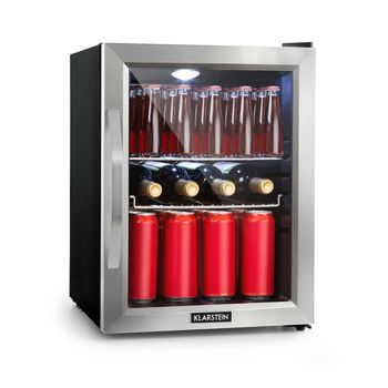 Klarstein Beersafe M, chladnička, energet. trieda C, LED, 2 kovové police, sklenené dvierka, čierna