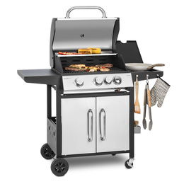 Klarstein Tomahawk 3.1 S, plynový gril, 3 x 3,6 kW horák + 2,7 kW wok horák, 60 x 45 cm gril, ušľachtilá oceľ