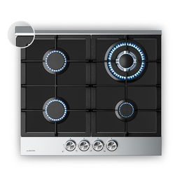 Klarstein Verosteel plynová varná doska, 4 horáky, elektrické zapaľovanie, kompatibilná s zemným plynom a LPG, 8000 W, 60 cm