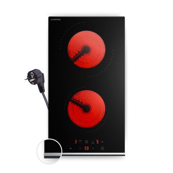 Klarstein Verosteel sklokeramická varná doska, Minimalistická, výkonná, 2 varné zóny, 3000 W, 30 cm