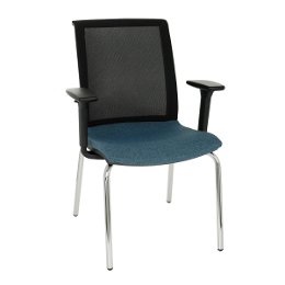 Konferenčná stolička s podrúčkami Libon 4L BS R1 - modrá / čierna / chróm