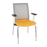 Konferenčná stolička s podrúčkami Libon 4L WS R1 - žltá / sivá / biela / chróm