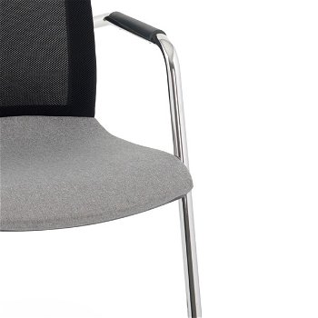 Konferenčná stolička s podrúčkami Libon V BS Arm - sivá / čierna / chróm