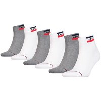 Levi's® MID CUT SPORTWEAR LOGO 6P Unisex ponožky, biela, veľkosť