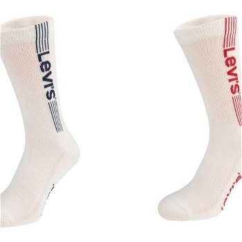 Levi's® REG CUT SPORT LOGO 2P Unisex ponožky, biela, veľkosť