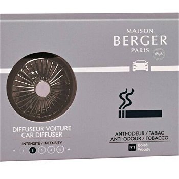 Maison Berger Paris Darčeková sada difuzér do auta čierny + náplň Antiodour tabak