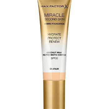 Max Factor Ošetrujúci make-up pre prirodzený vzhľad pleti Miracle Touch Second Skin SPF 20 (Hybrid Foundation) 30 ml 01 - Fair