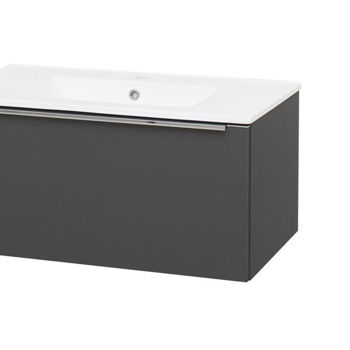 MEREO - Mailo, kúpeľňová skrinka s keramickým umývadlom 81 cm, antracit, chróm madlo CN536