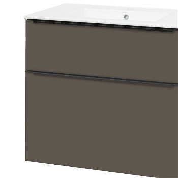 MEREO - Mailo, kúpeľňová skrinka s keramickým umývadlom 81 cm, šedá láva, čierne madlo CN561B
