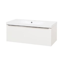 MEREO - Mailo, kúpeľňová skrinka s umývadlom z liateho mramoru 101 cm, biela, chróm madlo CN517M