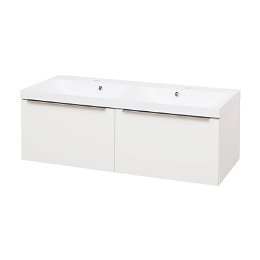 MEREO - Mailo, kúpeľňová skrinka s umývadlom z liateho mramoru 121 cm, biela, chróm madlo CN518M