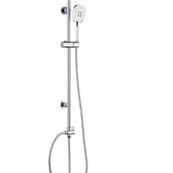 MEREO MEREO - Sprchový set Sonáta s tyčou, hadicou, ručnou a hlavovou sprchou, biela CB60101SPA