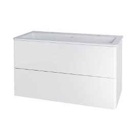 MEREO - Siena, kúpeľňová skrinka s umývadlom z liateho mramoru 101 cm, biela lesk CN412M2