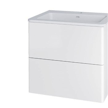 MEREO - Siena, kúpeľňová skrinka s umývadlom z liateho mramoru 61 cm, biela lesk CN410M