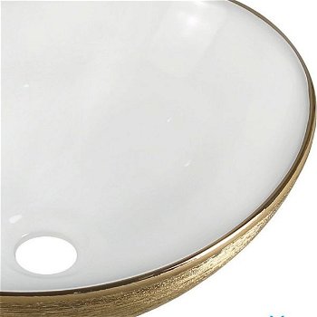 MEXEN - Elza umývadlo na dosku 40 x 33 cm, biela/zlato dekor 21014017