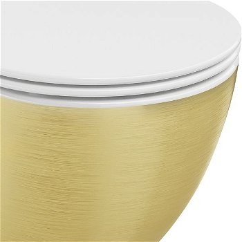 MEXEN - Lena Závesná WC misa vrátane sedátka s slow-slim, duroplast, biela/zlatá vzor línia 30224007