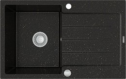 MEXEN MEXEN - Bruno granitový drez 1 s odkvapkávačom 795x495 mm, čierna / zlatá metal 6513791010-75