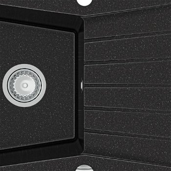 MEXEN MEXEN - Cesar granitový drez 1 s odkvapkávačom 775x470 mm, čierna / strieborná metalíza 6514771010-73